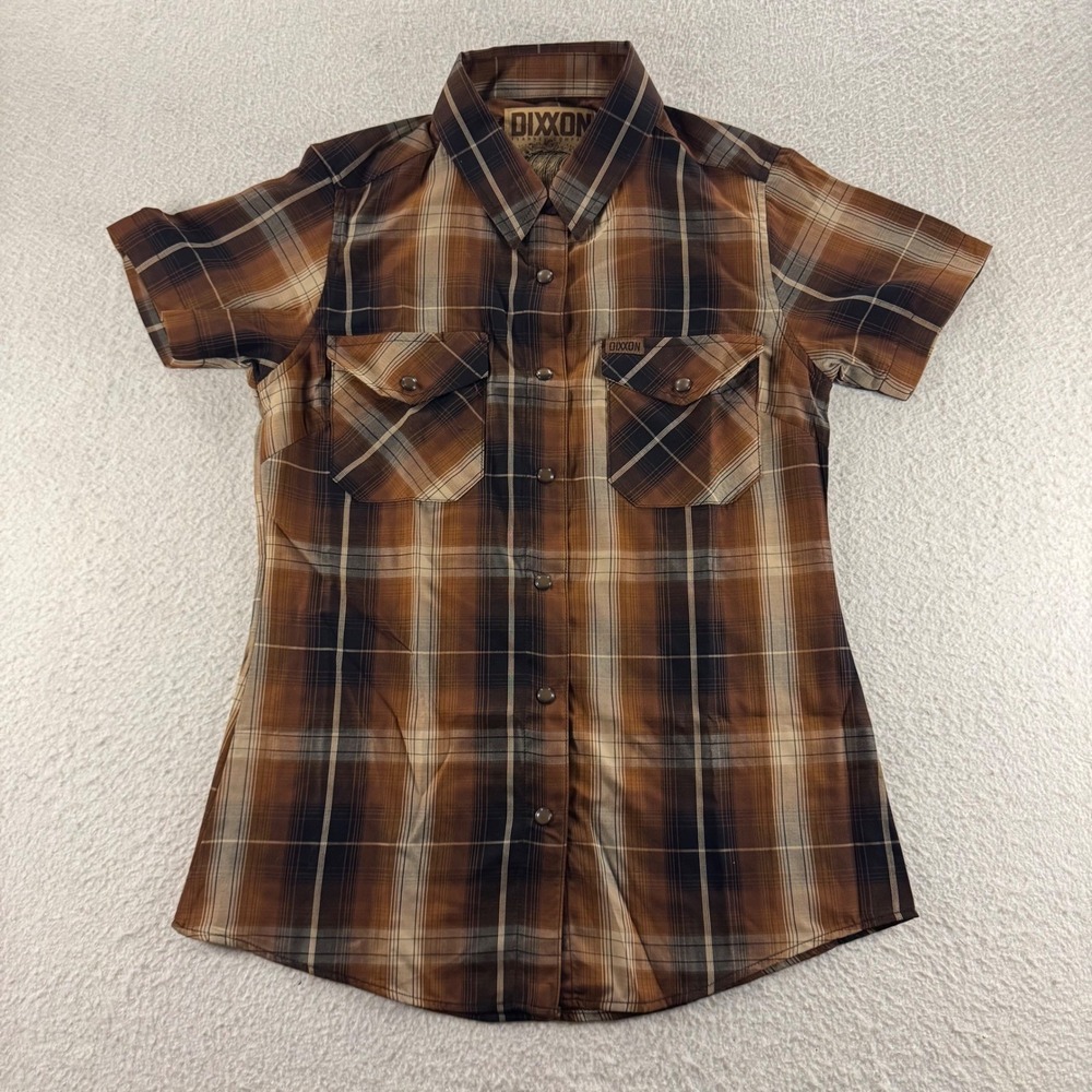 Dixxon Flannel Co The Barrel Shirt Womens Brown Plaid Bamboo Snap Biker Western